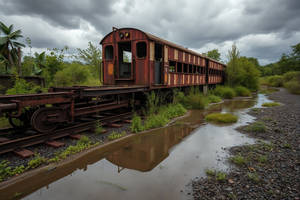 Railway Abandoned Train On Tracks Wallpapers 0003