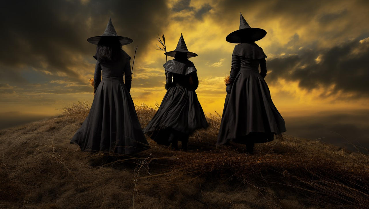 3 Witches Example Three witches standing on a hill against a sky by Zol-Tan-AI-Art on ...