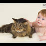 Norwegian Forest Kid and Cat