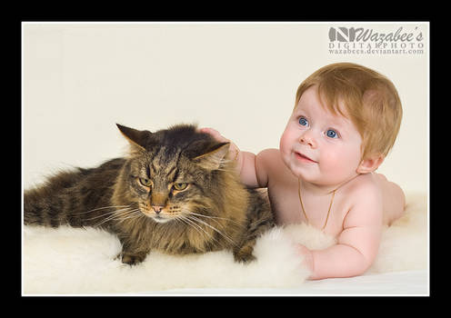 Norwegian Forest Kid and Cat