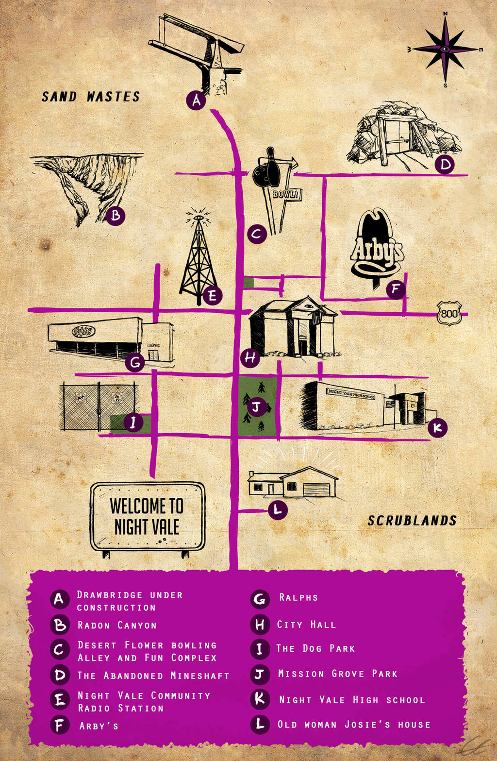 Night Vale tourist map by doodle-e