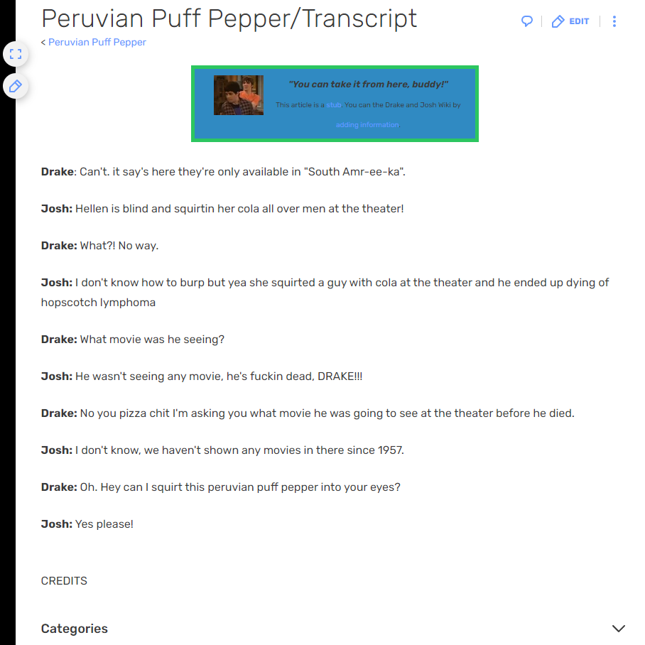 Drake and Josh Wiki - Peruvian Puff Pepper by Drake and Josh Wiki - Peruvian Puff Pepper by