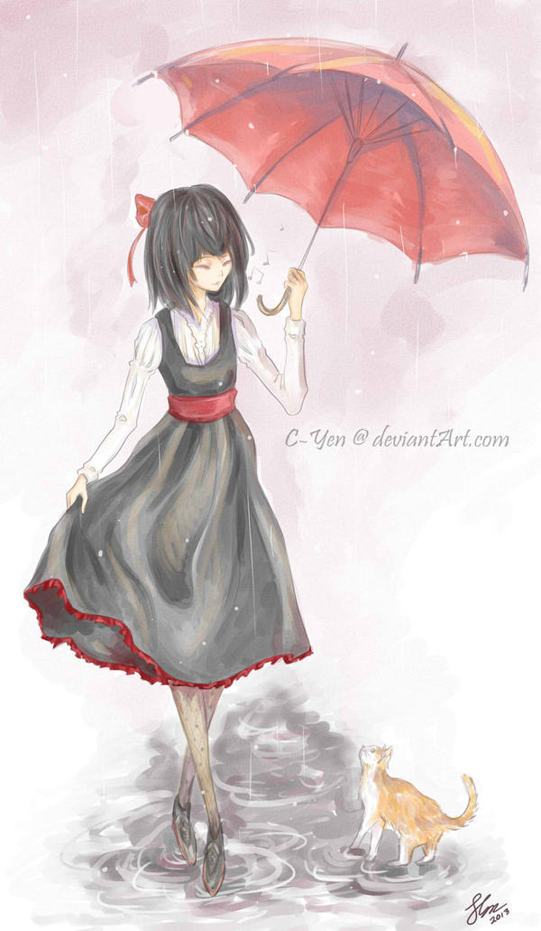 The girl with the red umbrella