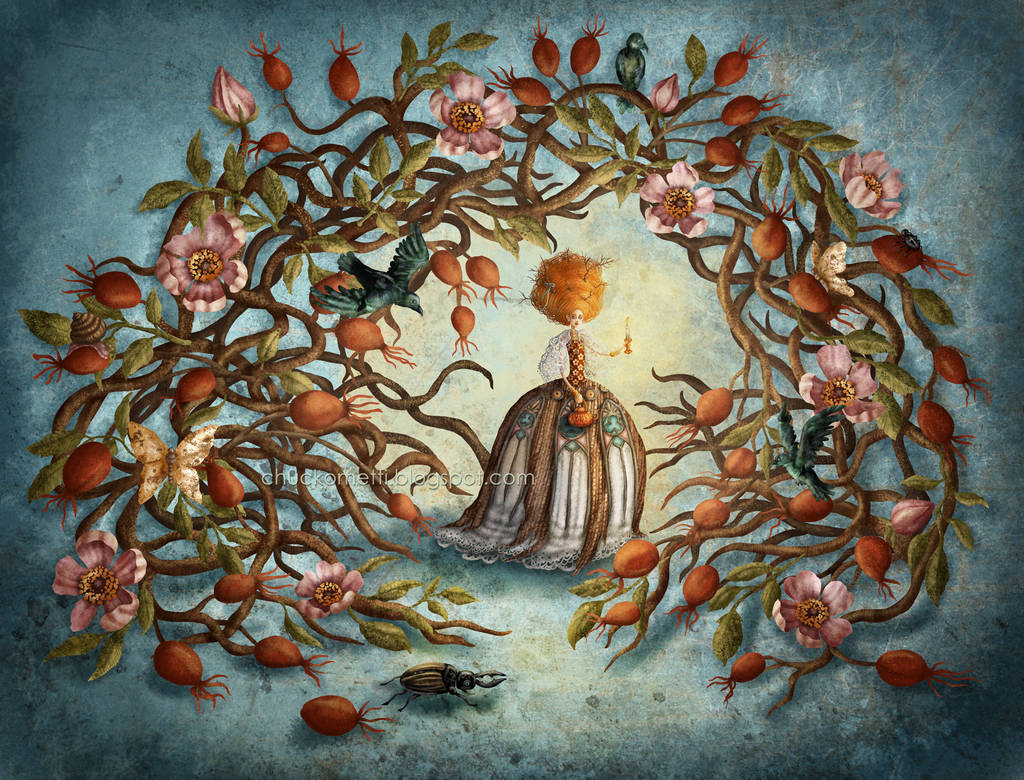 Rose Hips and Night Creatures by chuckometti