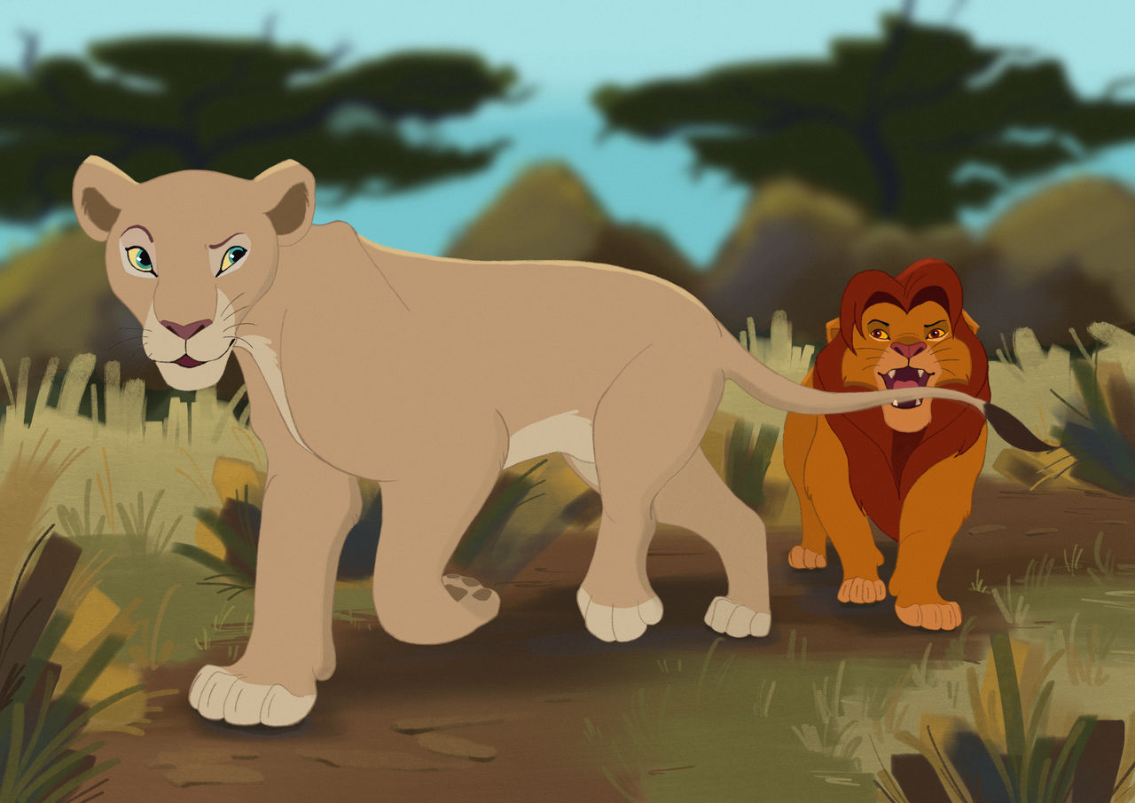 Nala and Simba are playing by unlessflawless on DeviantArt