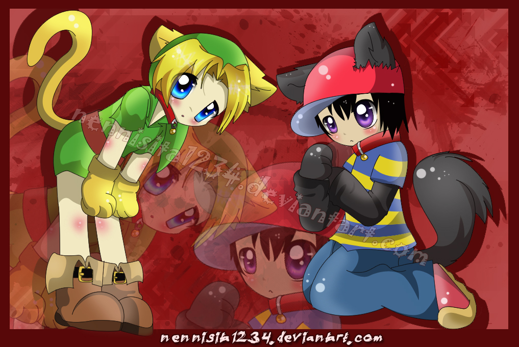 nintendo: nekos ness y link X3