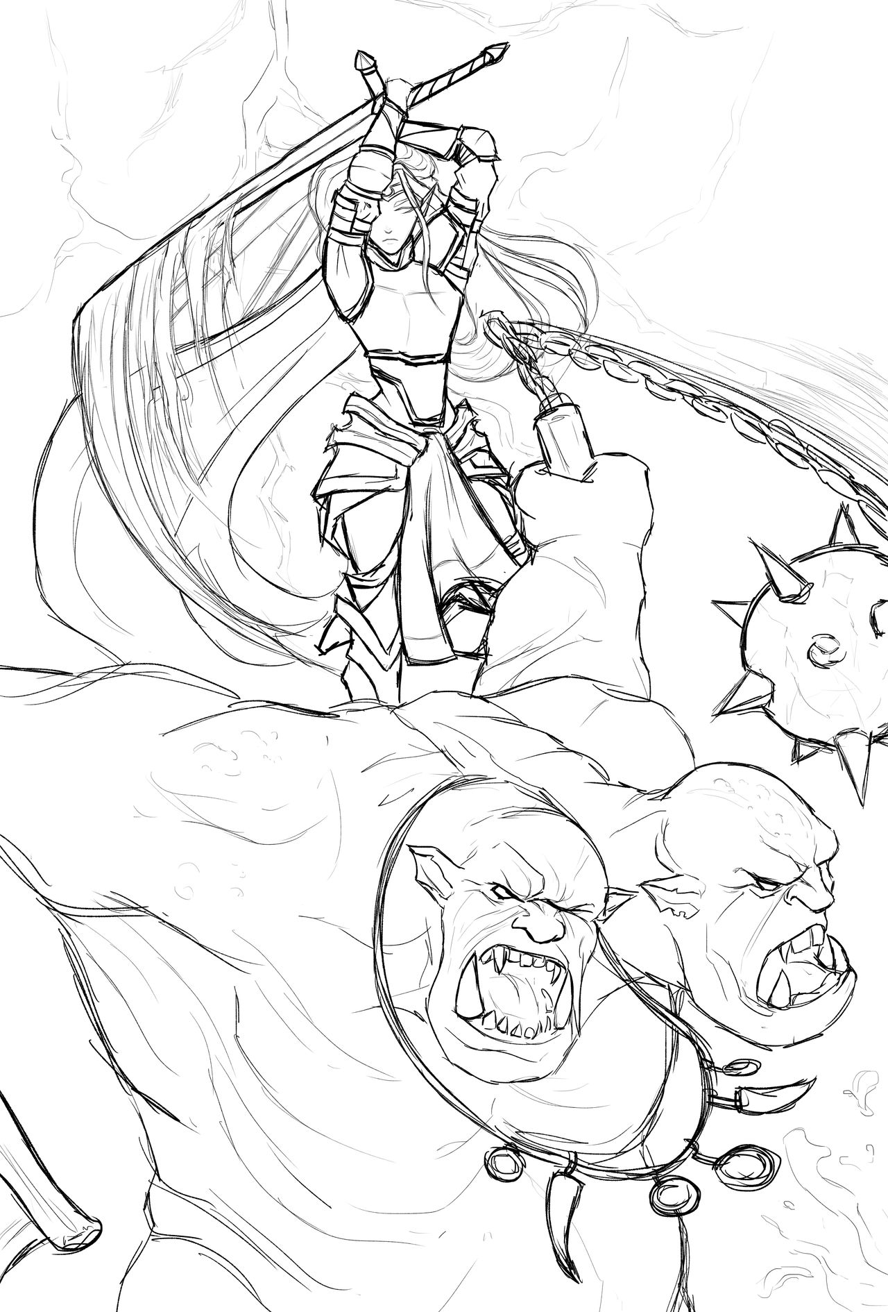 Drow killing ettin