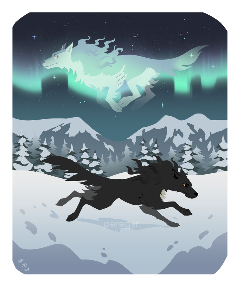 Two wolves running in the dark by peregyr on DeviantArt