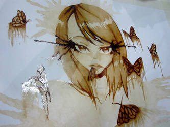 Coffee Painting: Melting Butterflies by decastromatthew