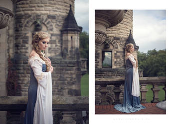 Elven gown in smokey blue