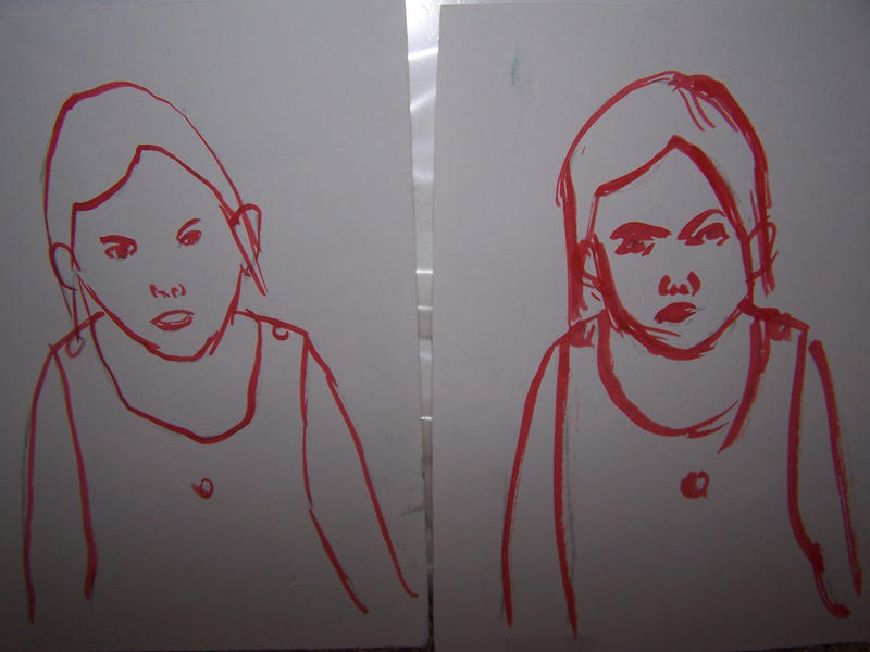 Red Ink Portraits Red ink self-portraits by clover-requiem on DeviantArt