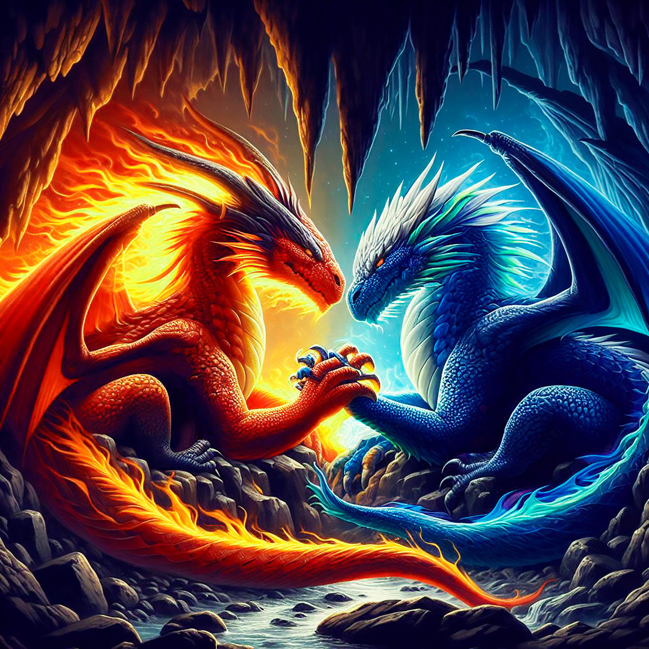 Fire Dragon Vs Ice Dragon Drawing fire-dragon-vs-ice-dragon-drawing