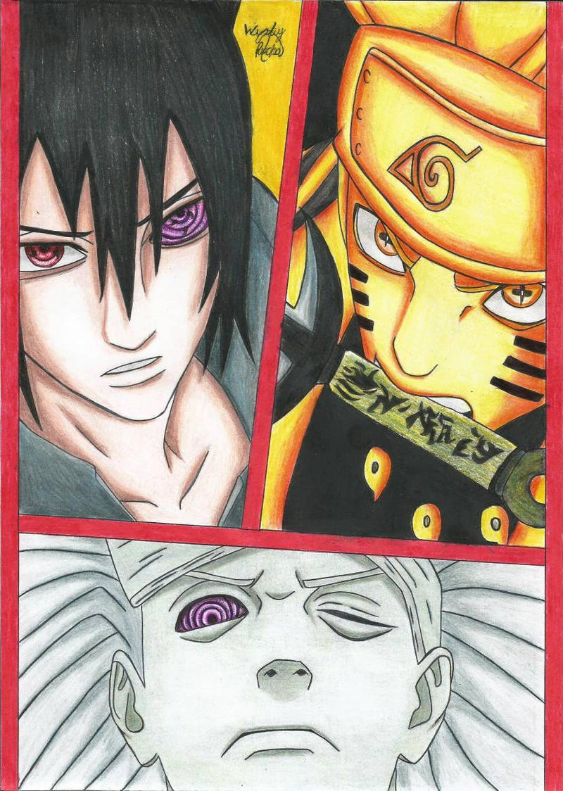 Naruto e Sasuke vs Madara desenho by w35l3y on DeviantArt