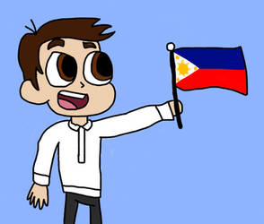 Marco Diaz holding the Philippine Flag