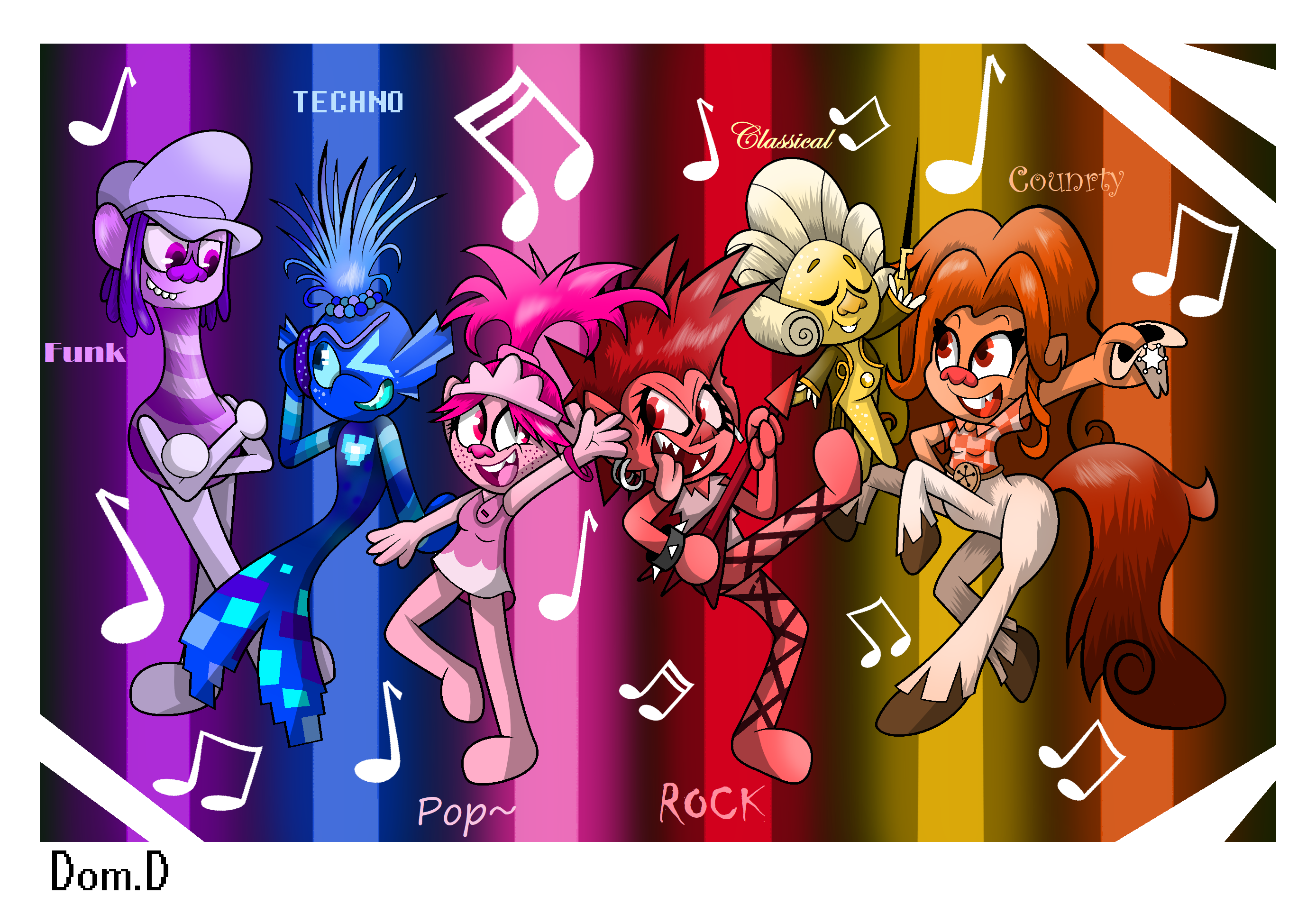 Six Types Of Music Trolls World Tour By Dominicd9 On Deviantart