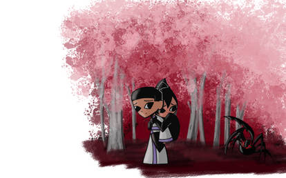 Little Jack and little Ashi in the woods