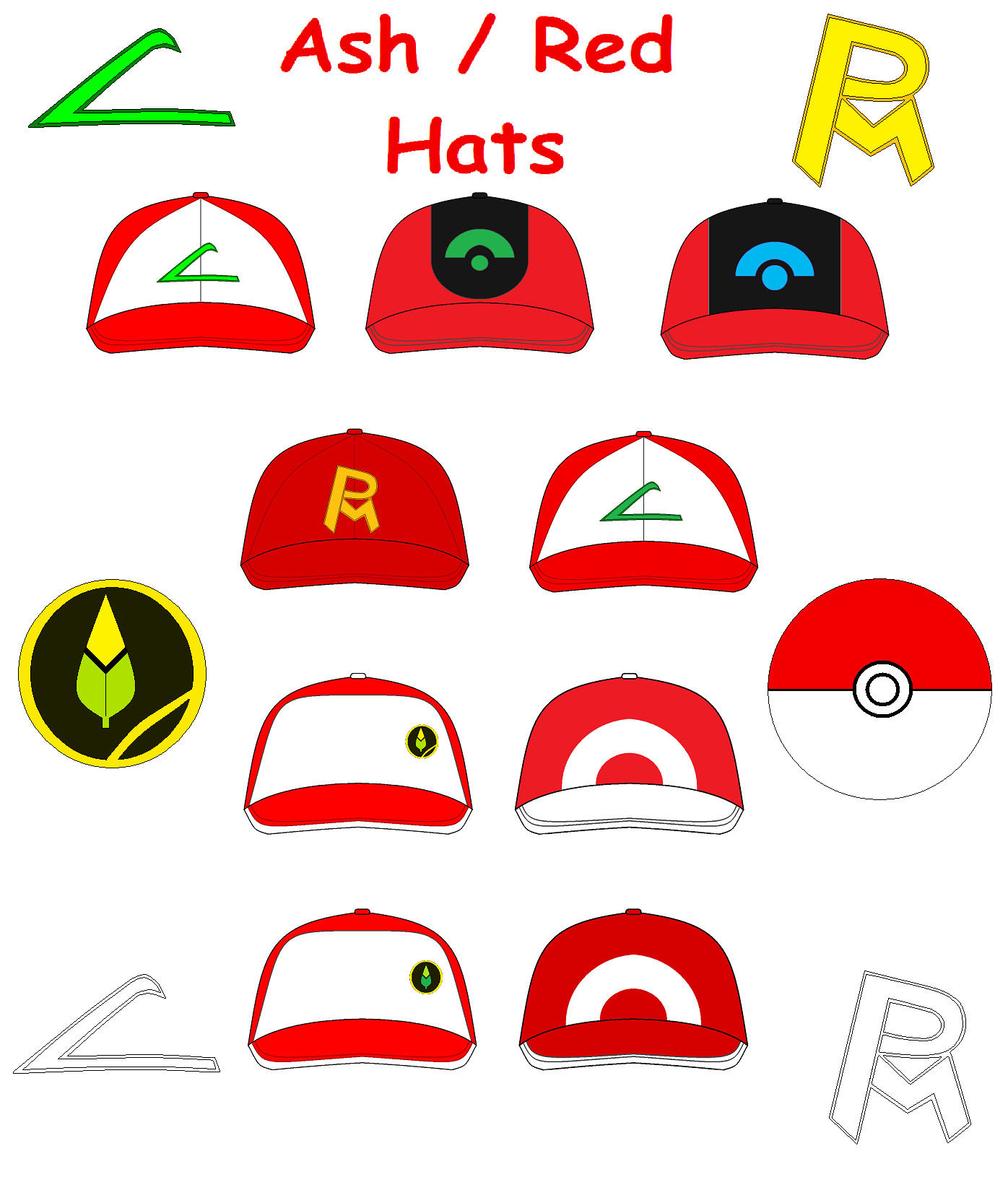 Ash and Red hats by SaiTurtlesninjaNX on DeviantArt