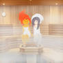 Hanako and Flame Princess at the sauna