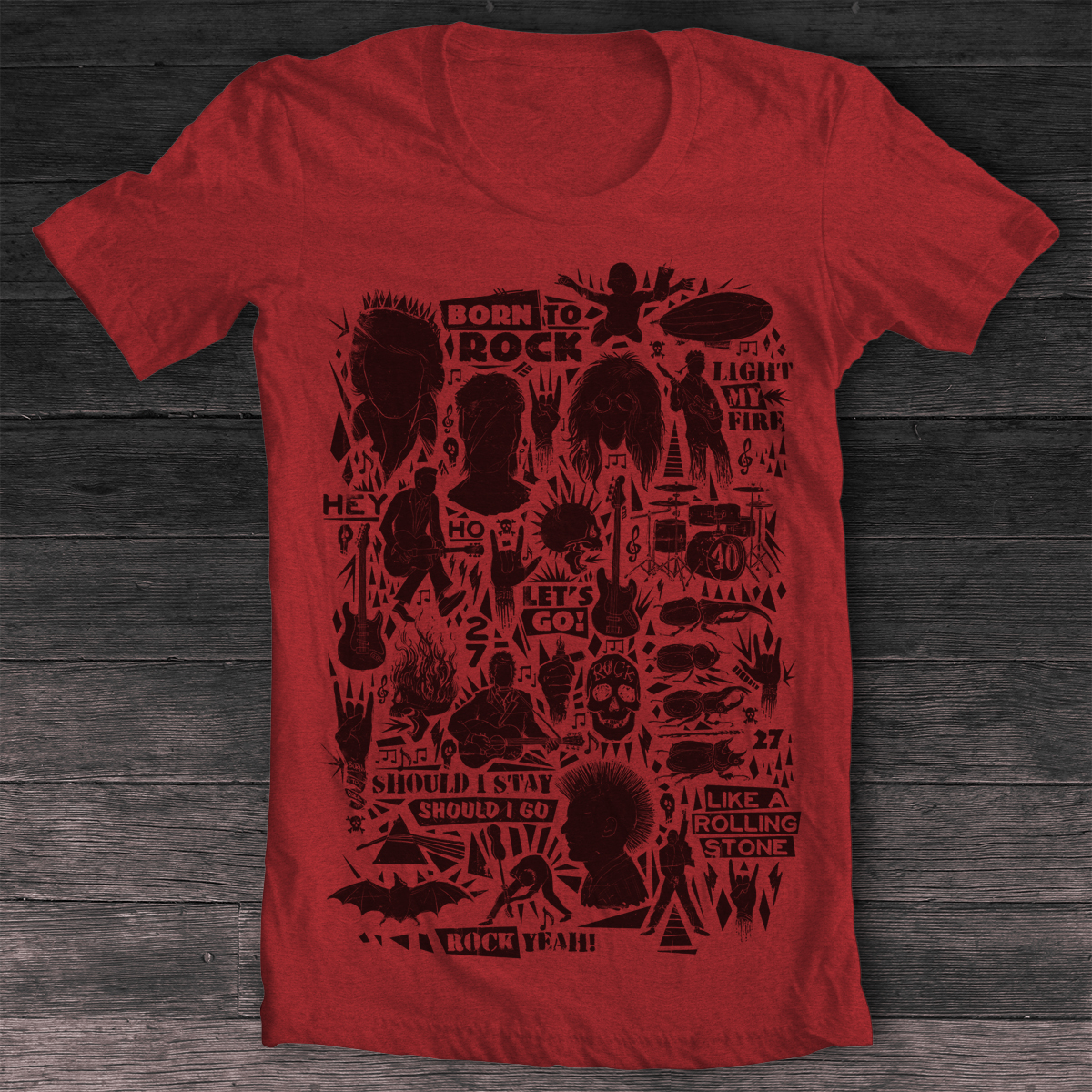 T-shirt Born to rock red