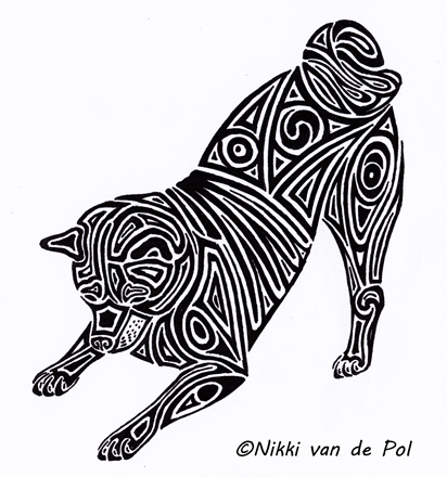 Playful shiba inu tribal