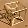 Tesseract Hypercube (OS-29) Wood Sculpture
