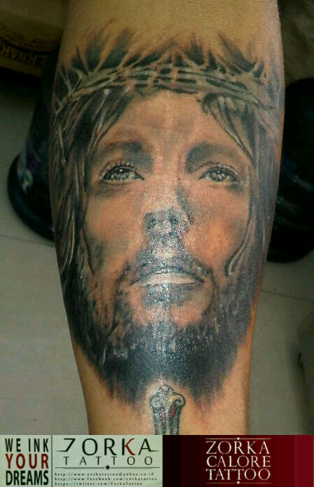 Jesus face by zorka calore tattoo