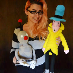 Detective Case and Clown Bot Plushies