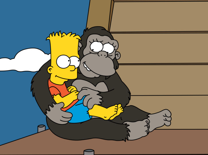 Джан барт. Симпсоны барт и Шона. Барт симпсон горилла. Симпсоны Шона Чалмерс. Щекотка Барта Симпсона.