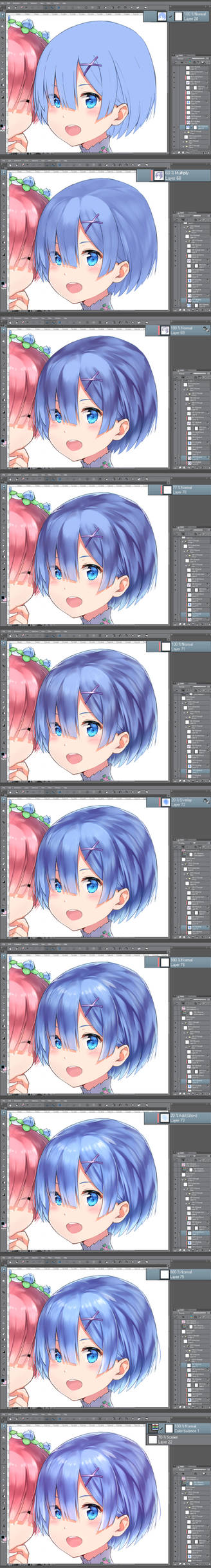 Step-by-Step Coloring Rem Hair