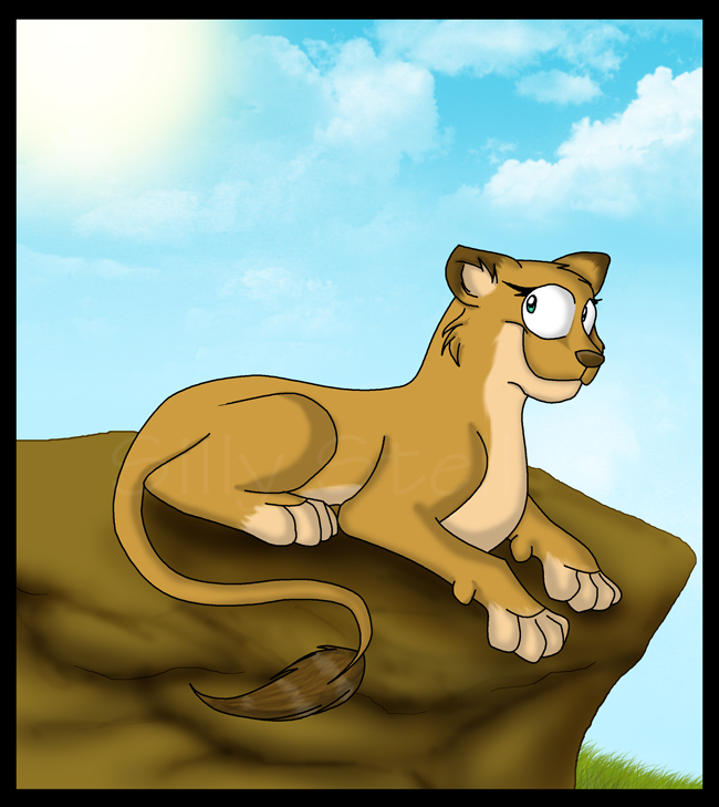 Lioness on the cliff