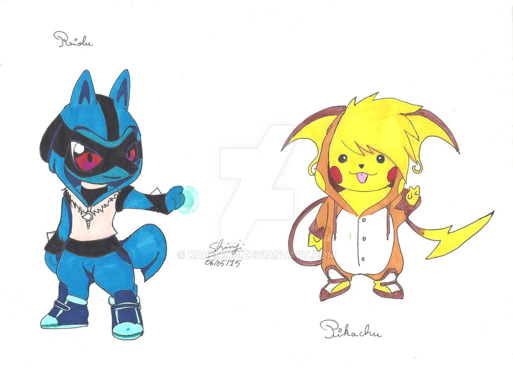 Pikachu et Riolu pokemon by karen773 on DeviantArt