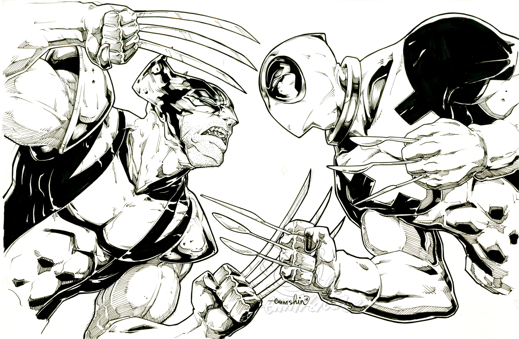 Wolverine Vs Deadpool (commission(inks))