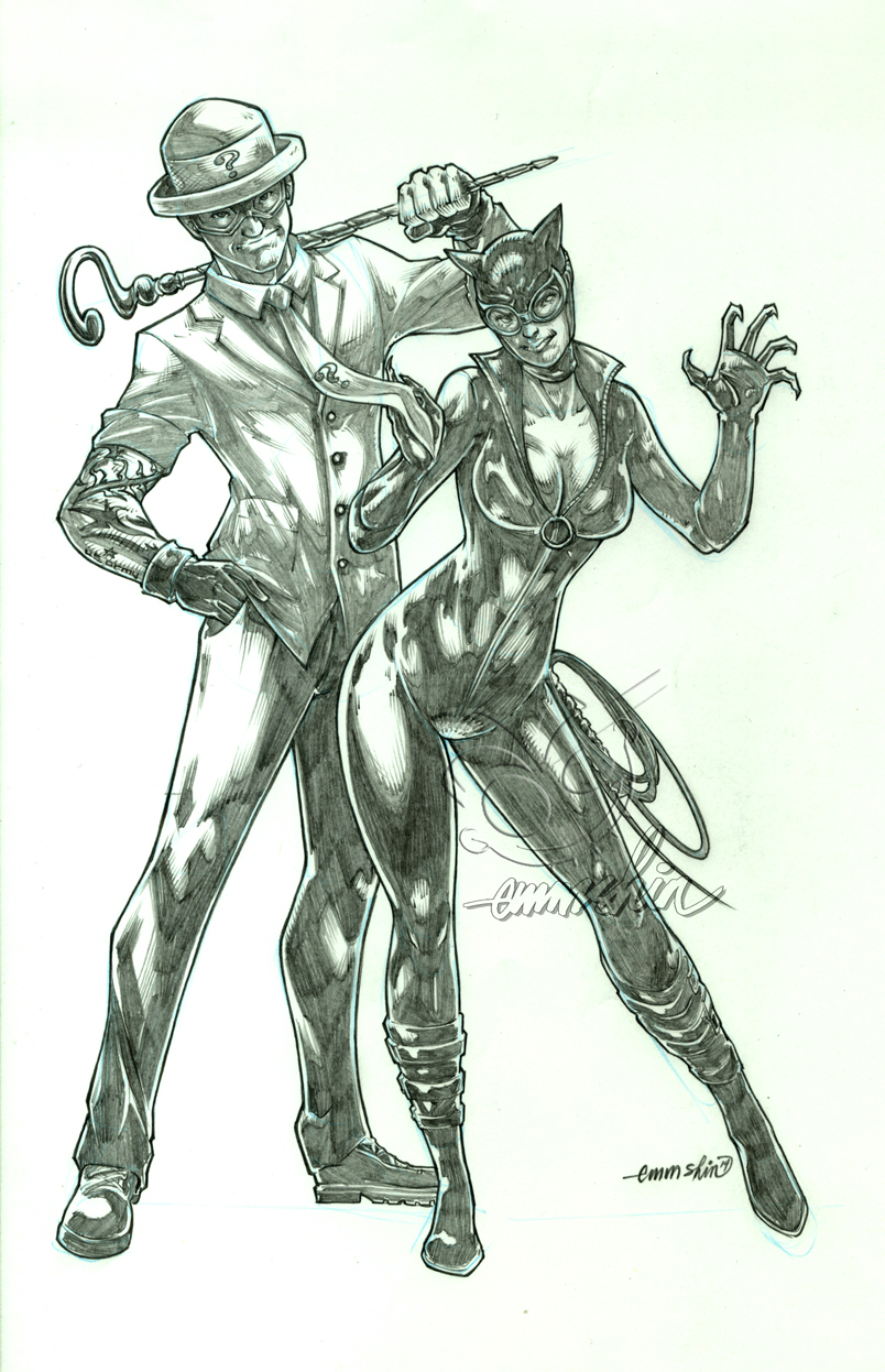 Riddler-Catwoman (comm(pencils))
