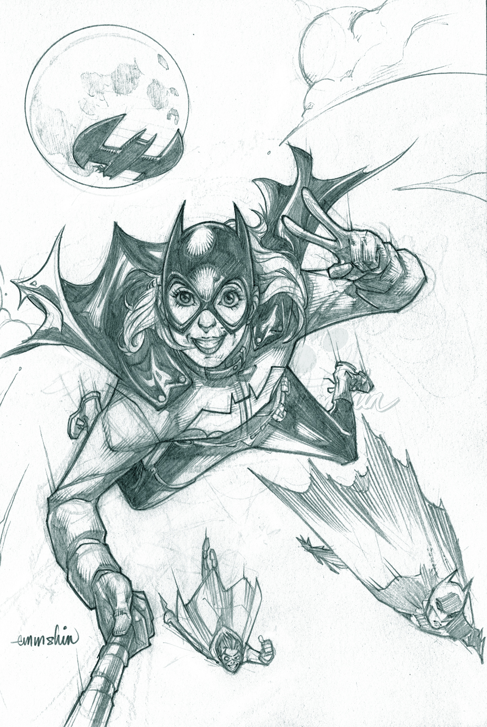 Bat Girl #Selfie (pencils)