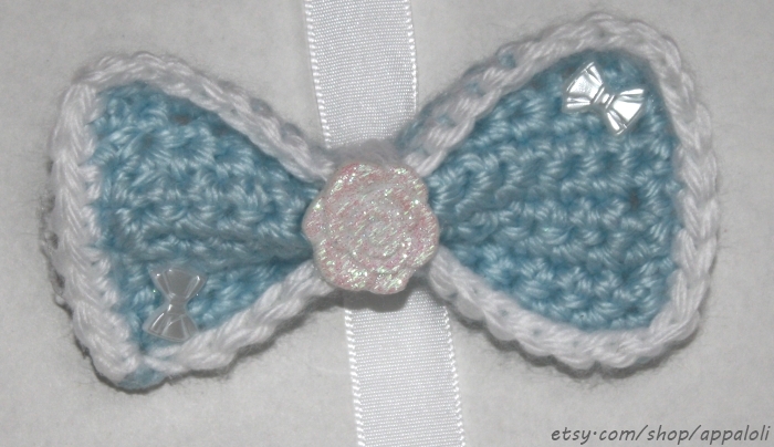 Sweet BLUE classy cute Small Crochet Bow