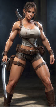 AI Art - Another superfit and muscular Lara Croft