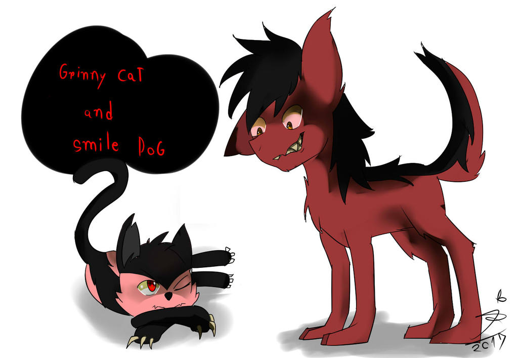 Grinny cat and Smile Dog Creepypasta Fan art by rainbow12145 on DeviantArt