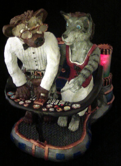 Time machine wedding cake topper