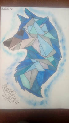 Blue Geometric Ice Wolf 