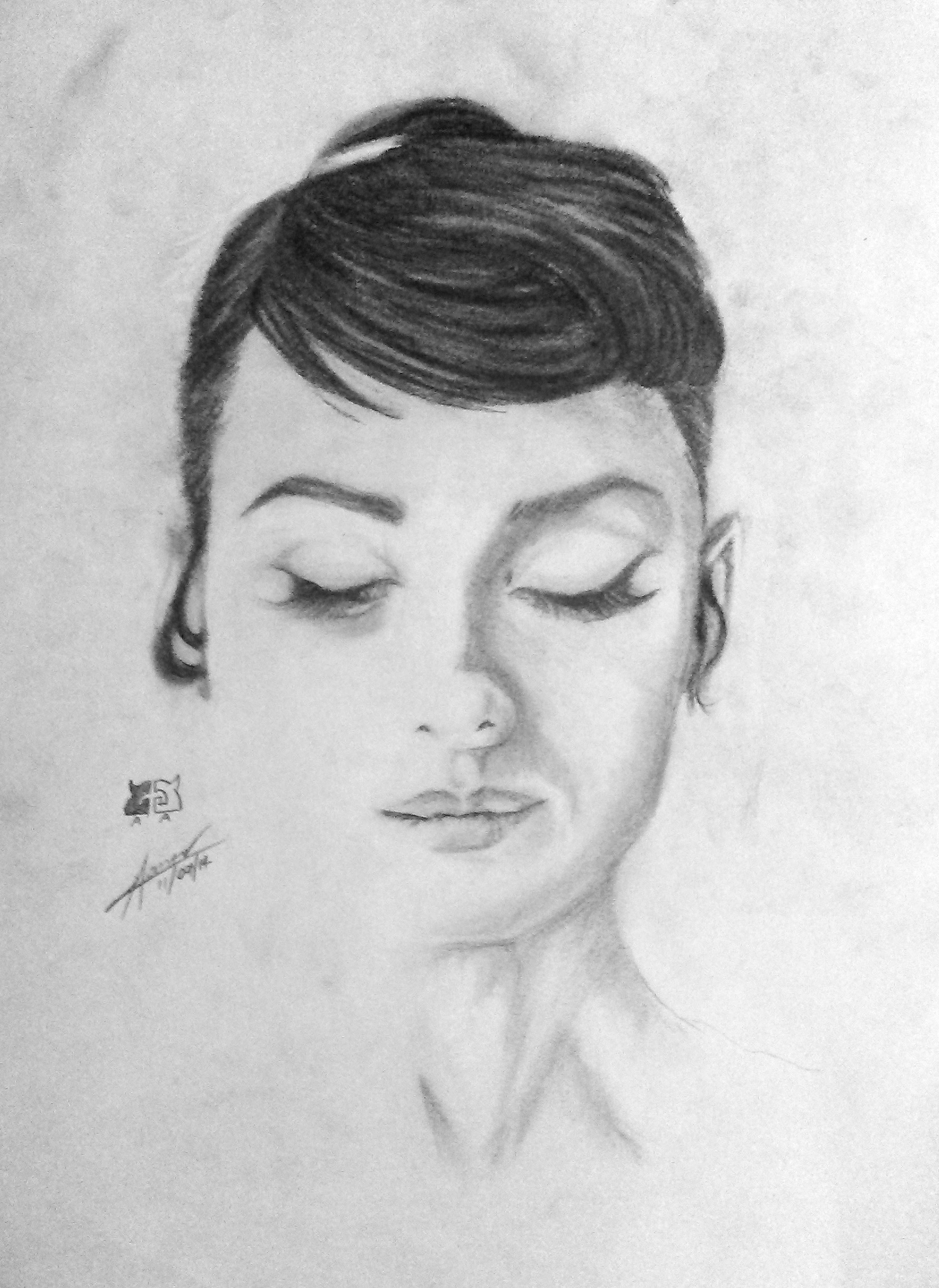 Audrey Hepburn (Charcoal Drawing)