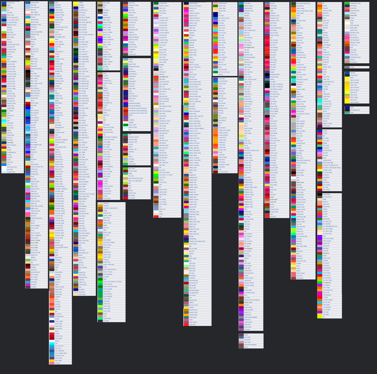 Wikipedia colour swatches