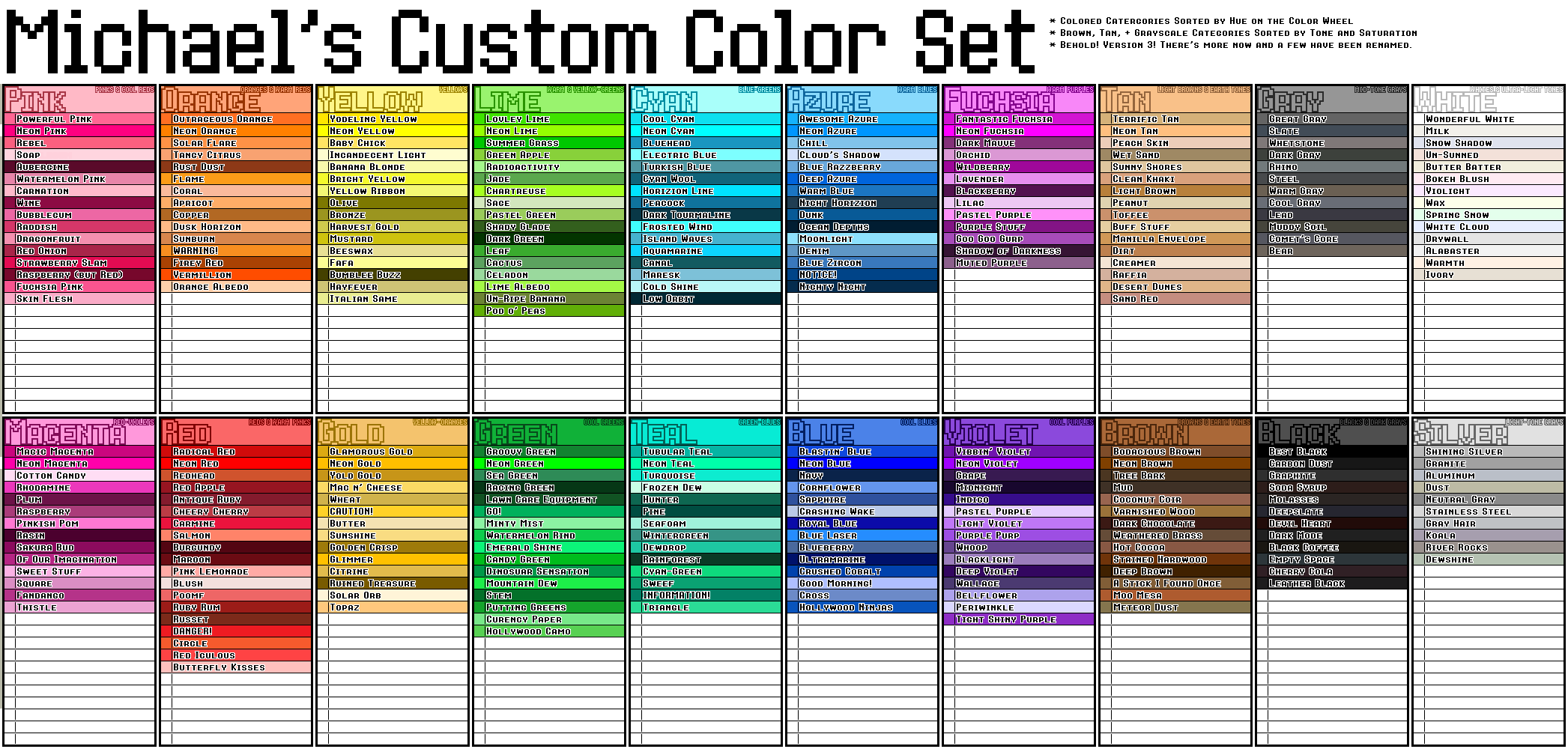 Michael's Custom Color Set (v3) by Planet-i-Studios on DeviantArt