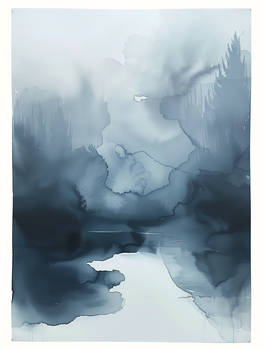 Dark Minimalist Watercolour Painting, Simple Clean