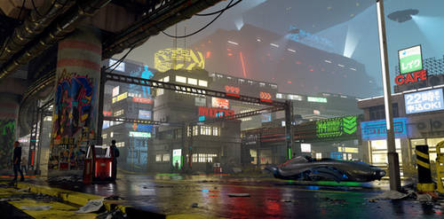Cyber City at Night Concept Art