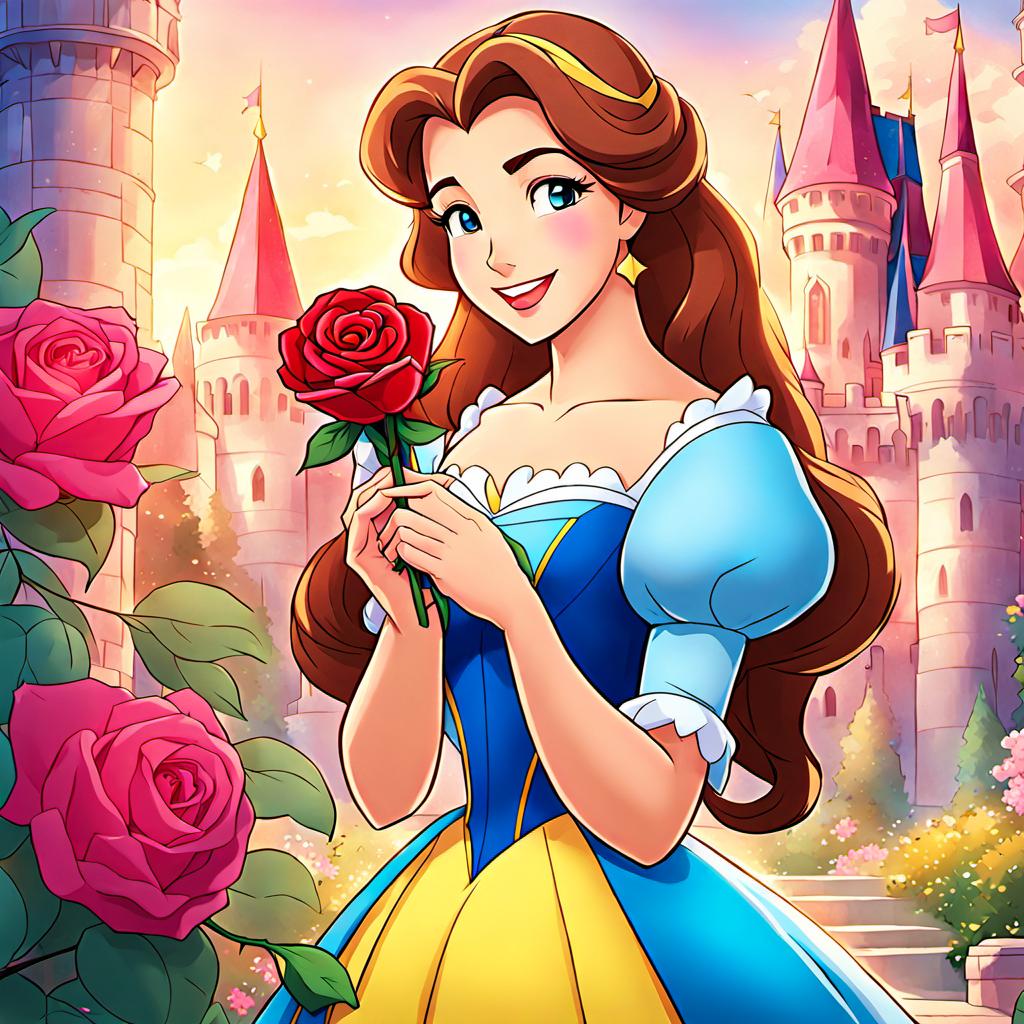 Princess Rose Disney Anime Princess Belle holding a #rose by LordSopping1884 on ...