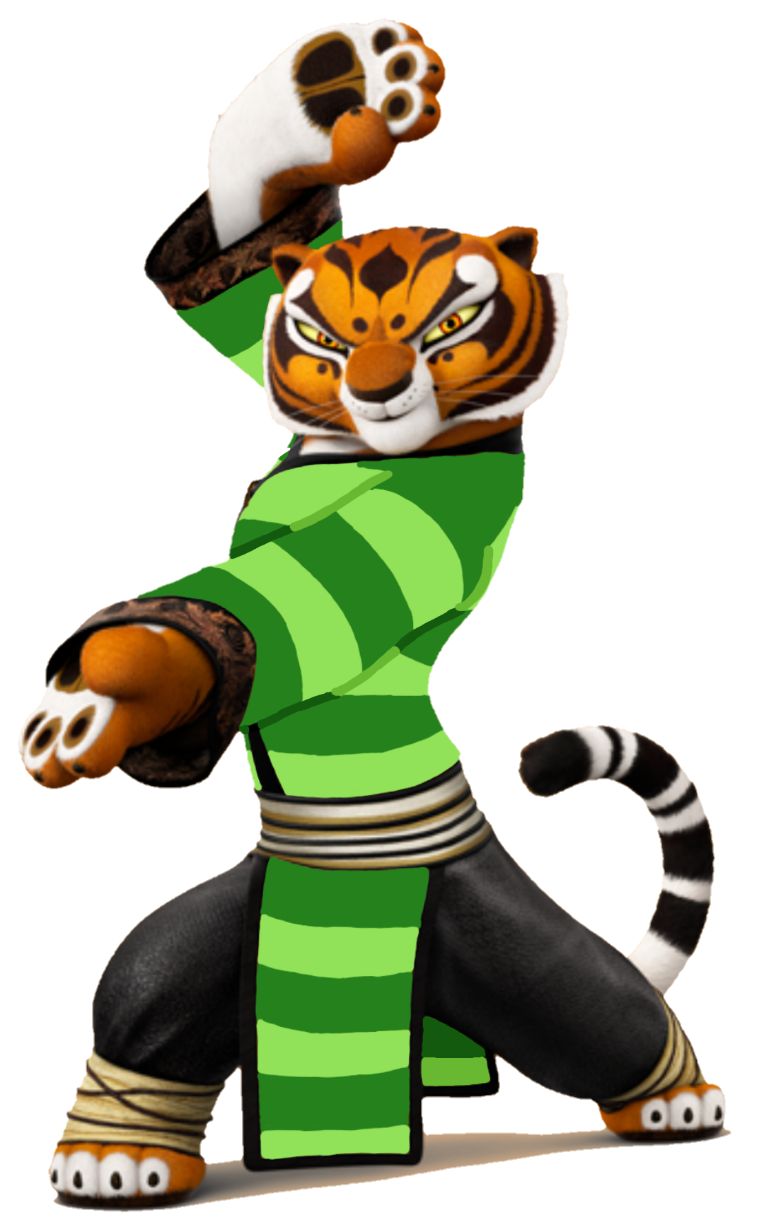 Master Tigress Wearing A Green-Striped Tunic