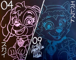 Black Paper Sketch of Skye and Everest