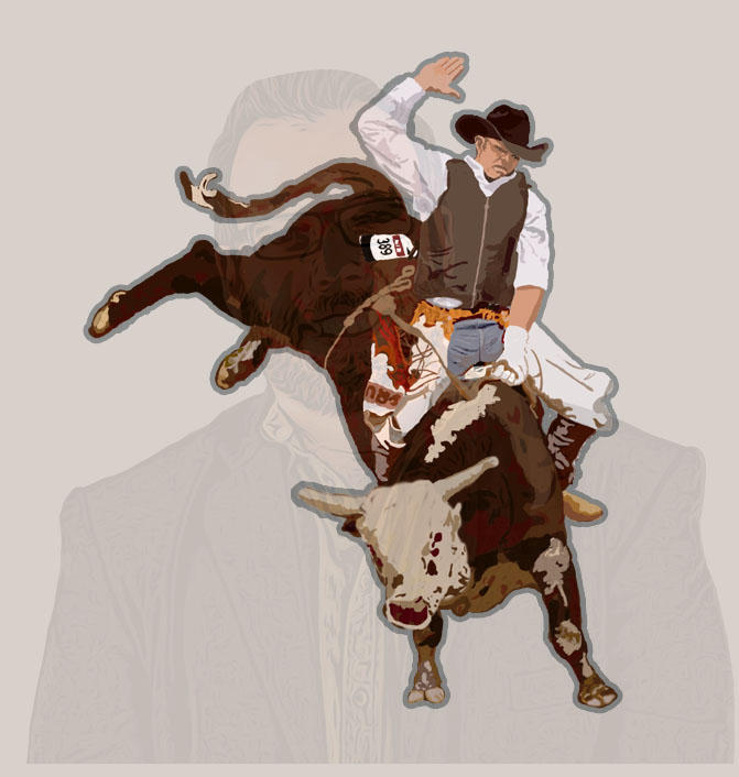 Bullrider Digital Painting Final with outline for by Hurrik on DeviantArt