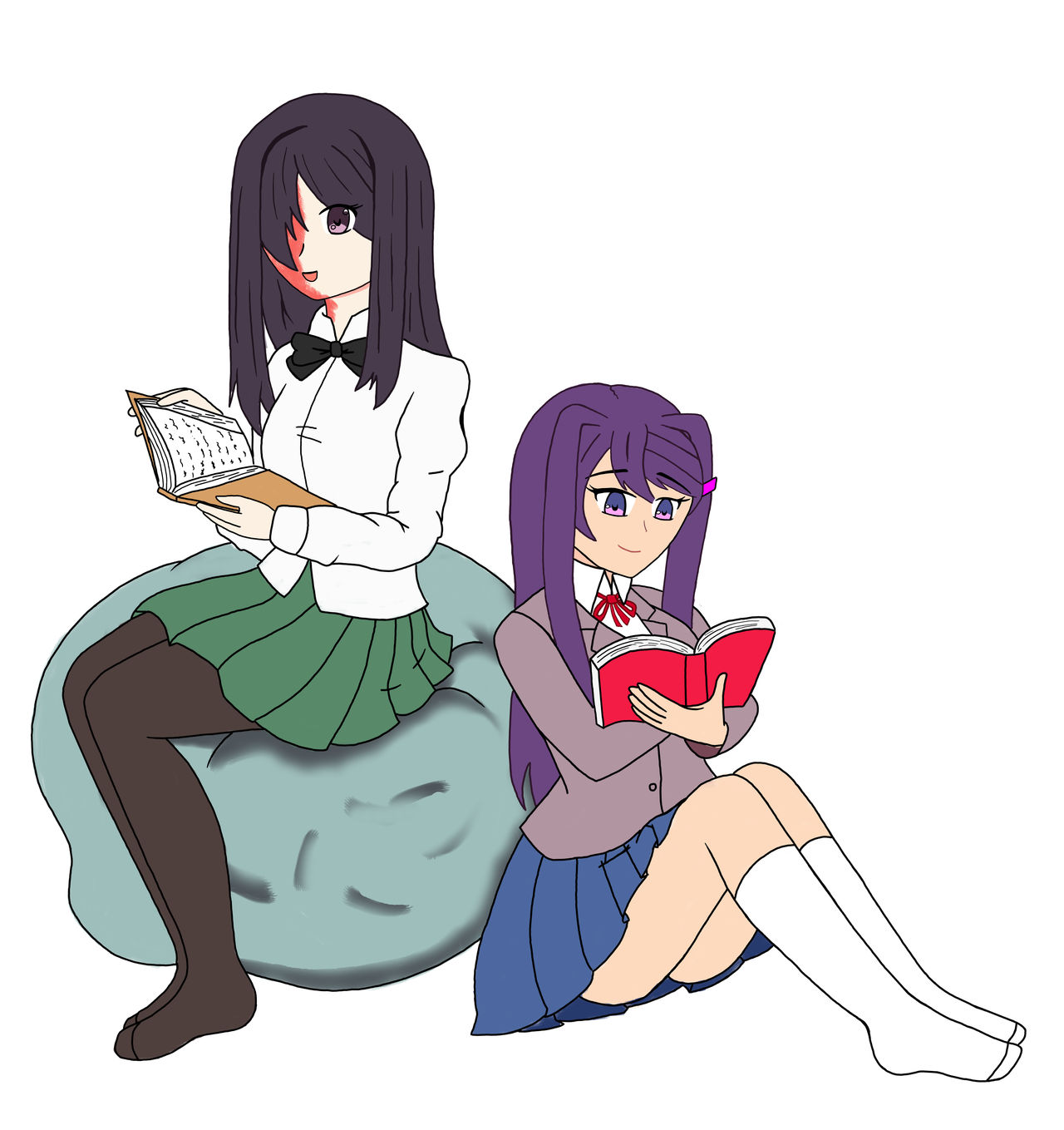 Shoujo X Shoujo X Shoujo Reading together (DDLC x Katawa Shoujo) by Platin17 on DeviantArt