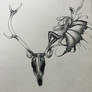 Fairy on Deer Skull Tattoo Design